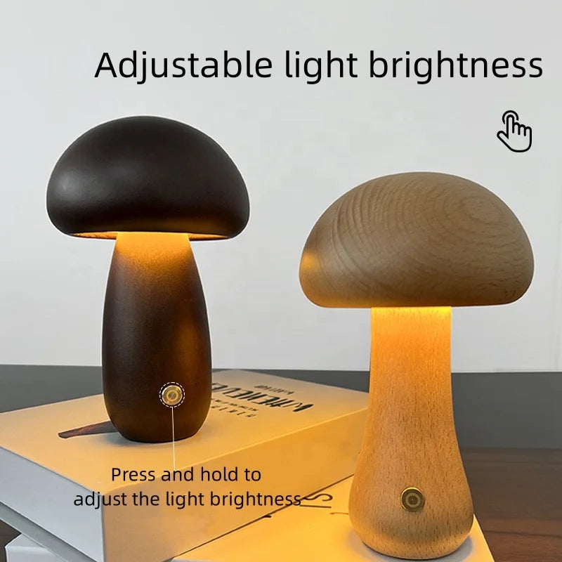 Doğal Ahşap Mantar Gece Lambası – Minimal & Sıcak Atmosfer Işığı