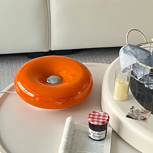 Bauhaus Turuncu Cam Masa Lambası – Modern Tasarım, Dokunmatik LED