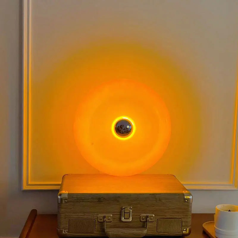 Bauhaus Turuncu Cam Masa Lambası – Modern Tasarım, Dokunmatik LED