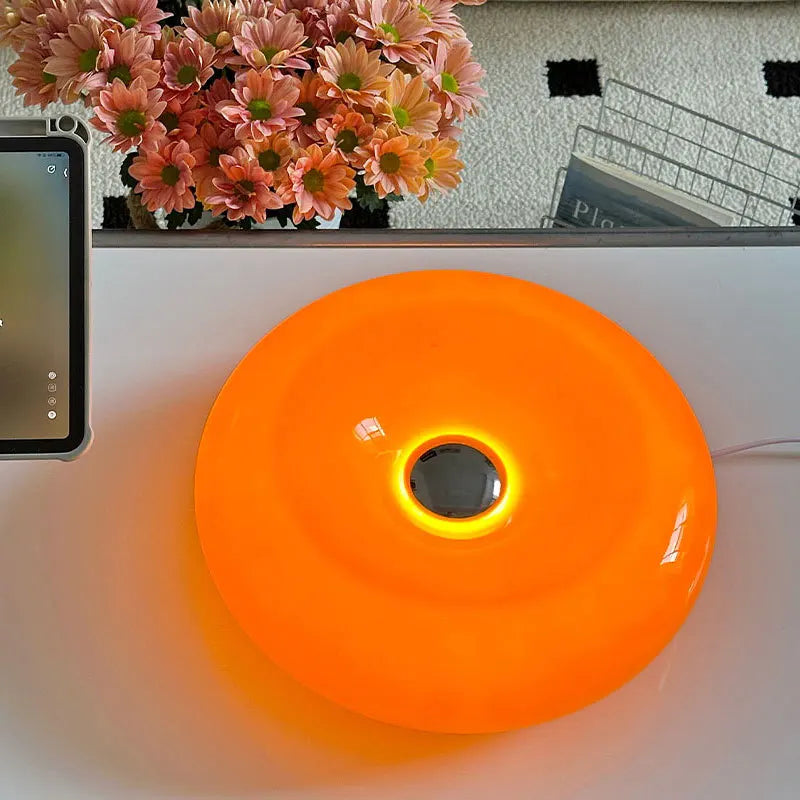 Bauhaus Turuncu Cam Masa Lambası – Modern Tasarım, Dokunmatik LED